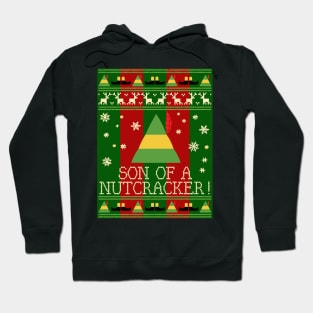 Son Of A Nutcracker Elf Quote Christmas Knit Hoodie